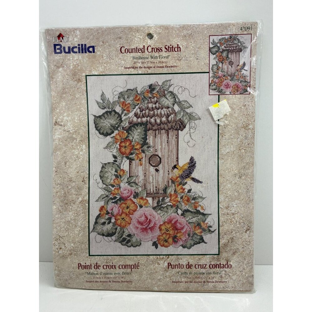 Bucilla Counted Cross Stitch Birdhouse With Floral Embroidery Kit